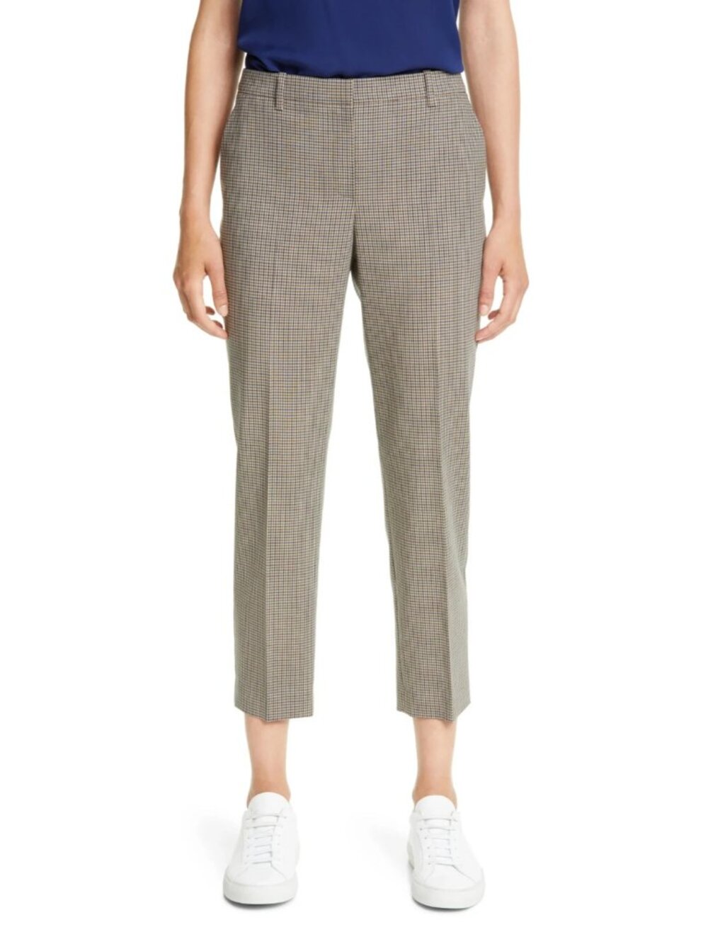 NWT Theory Treeca in Brown Micro Check Hartford Wool Ankle Pants 12